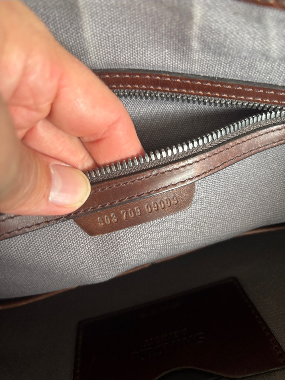 Shinola Brown Leather Messenger with Adjustable Canvas broken Strap - Picture 3 of 11